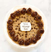 Load image into Gallery viewer, 10” chocolate chip Cookie Cake with buttercream &amp; 1 sugar cookie